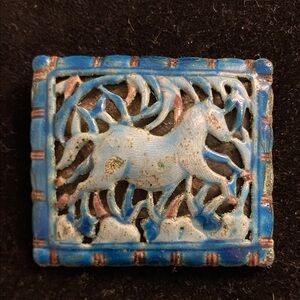 Vintage Blue Enamel Horse Brooch | Chinese Export | Folk Art Style